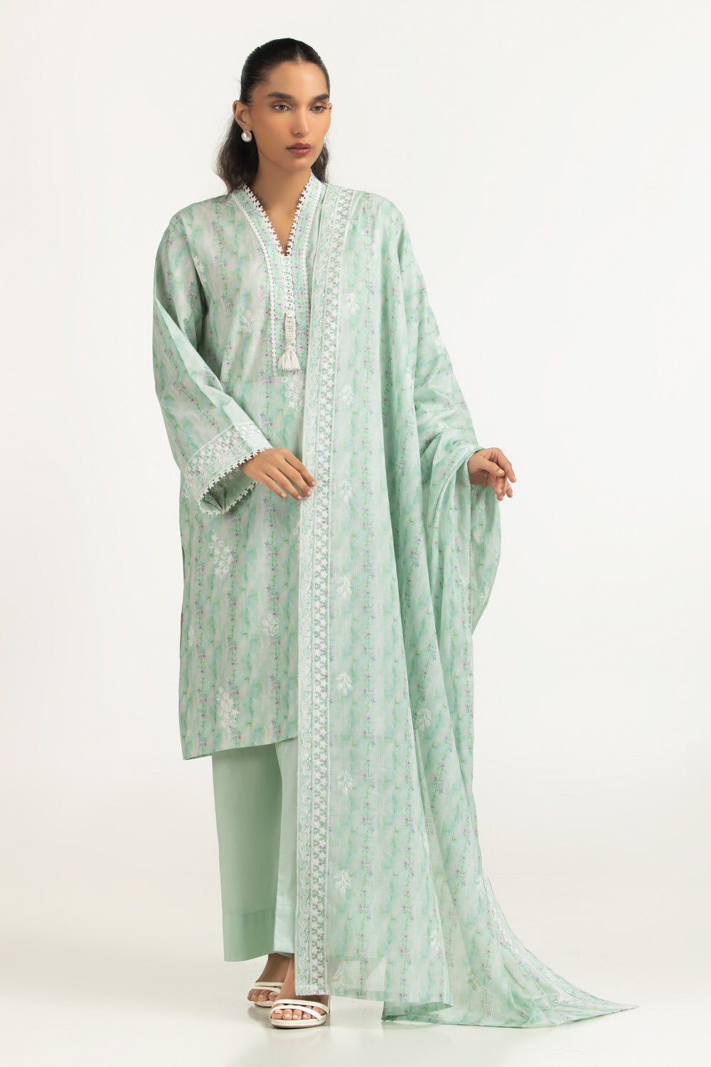 3PC Lawn Printed Suit with Embroidered IUSTKSD-2037