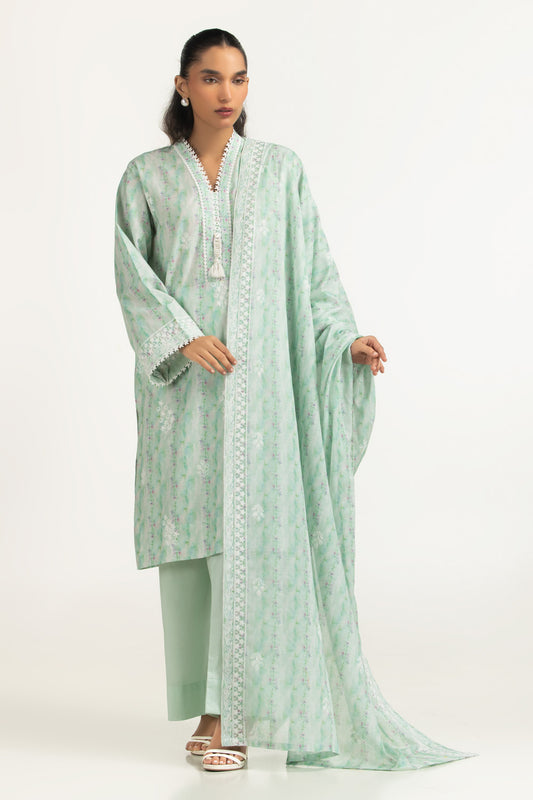 3PC Lawn Printed Suit with Embroidered IUSTKSD-2037