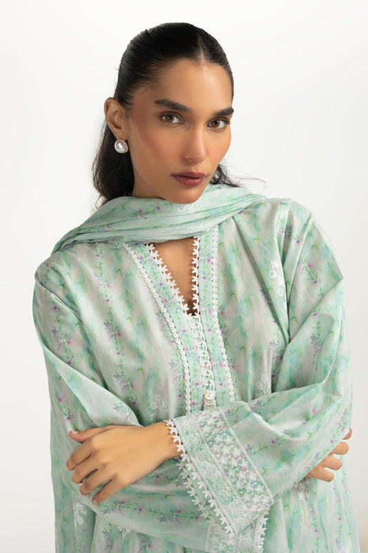 3PC Lawn Printed Suit with Embroidered IUSTKSD-2037