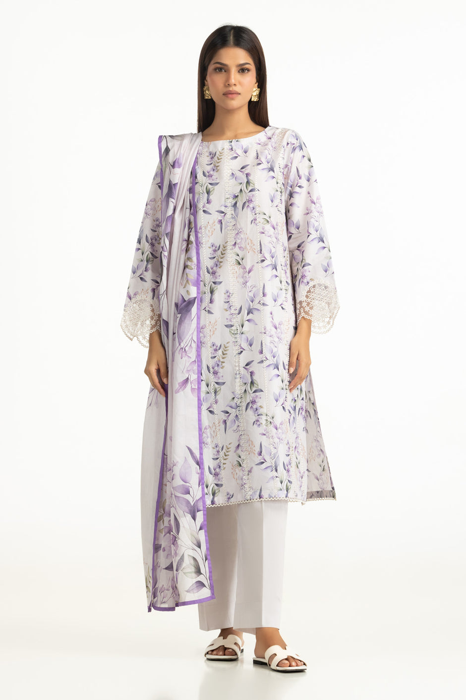 3PC Lawn Printed With Embroidered Suit