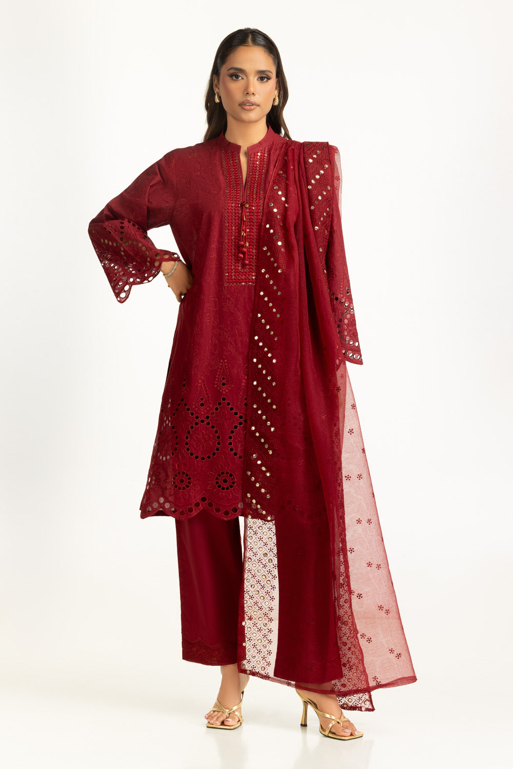 3PC Lawn Schiffli Embroidered Suit IUSTKSD-1082