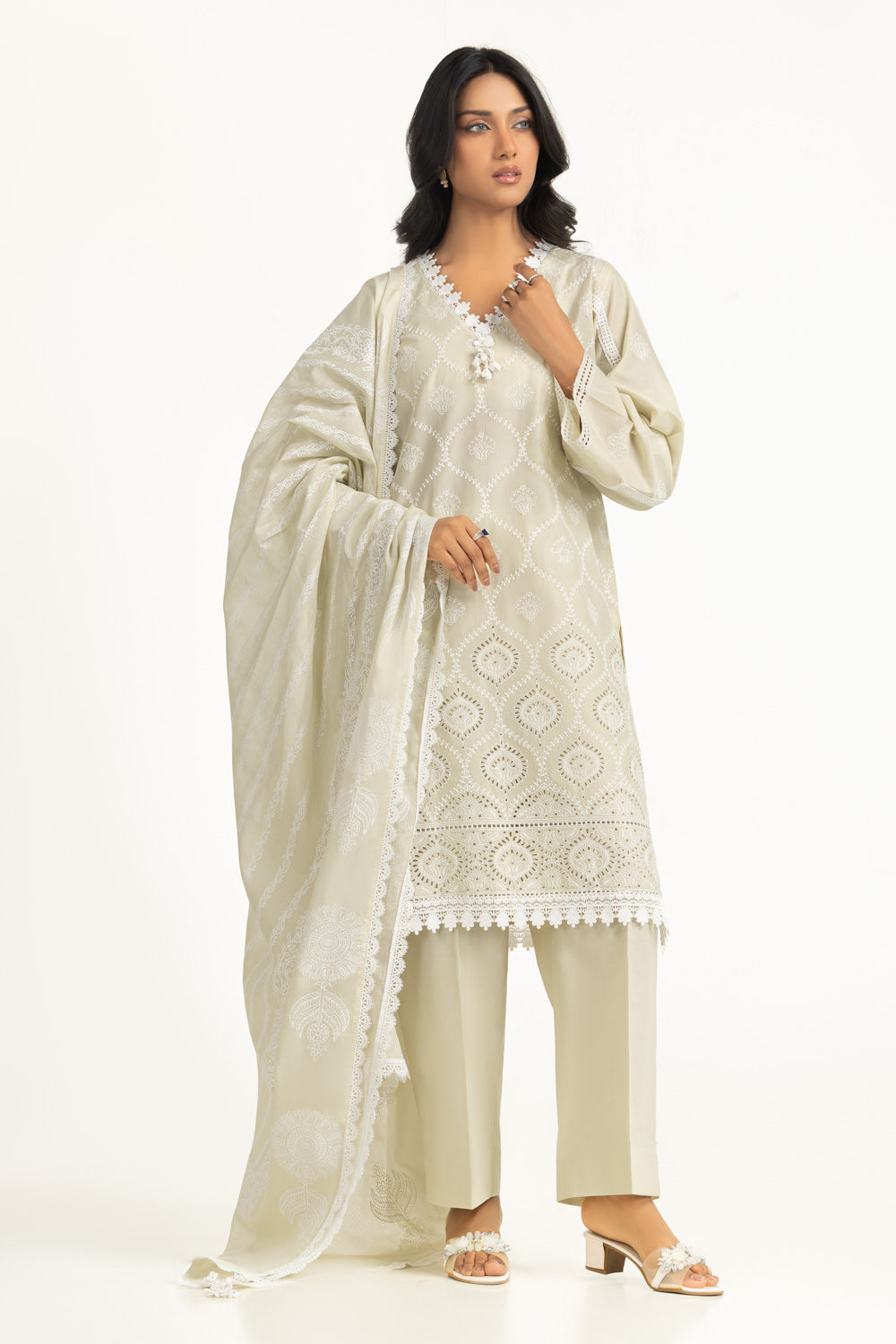 3PC Lawn Schiffli Embroidered Suit IUSTKSD-2016