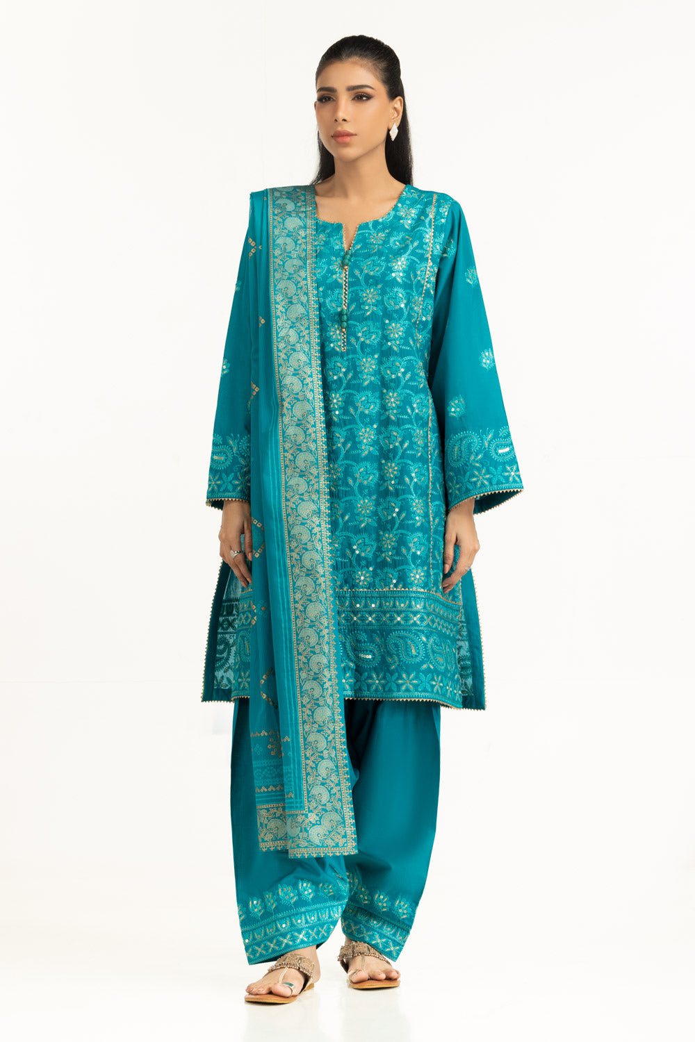 3PC Lawn Sequence Embroidered Suit