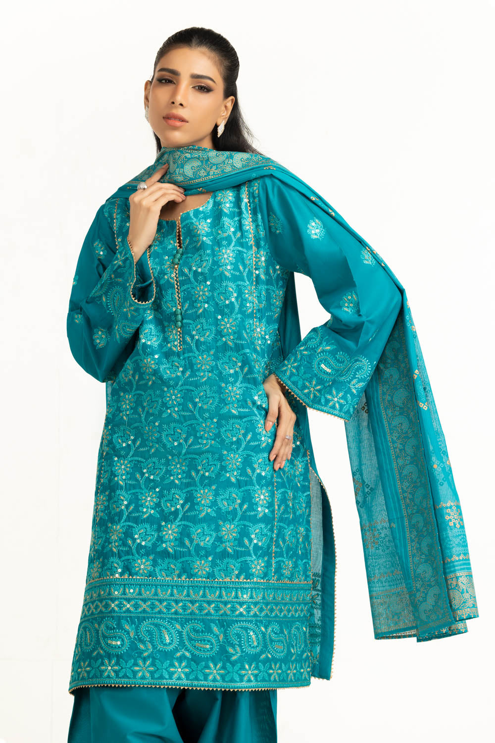 3PC Lawn Sequence Embroidered Suit