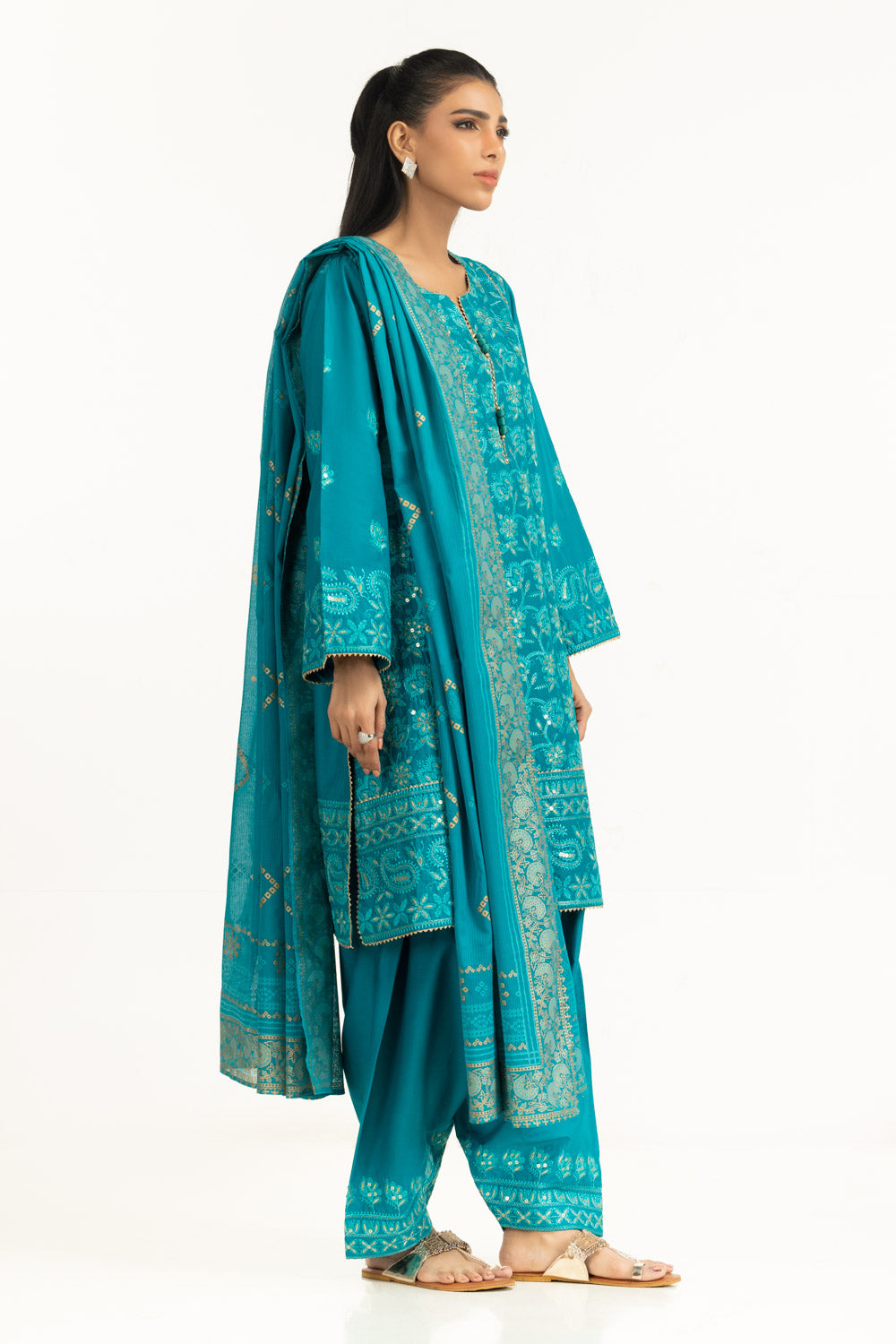 3PC Lawn Sequence Embroidered Suit