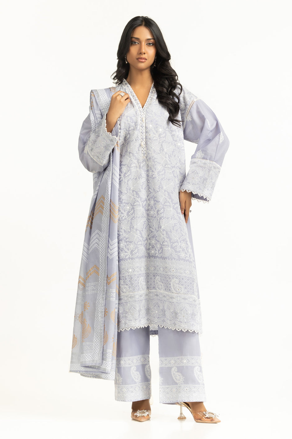3PC Lawn Sequence Embroidered Suit