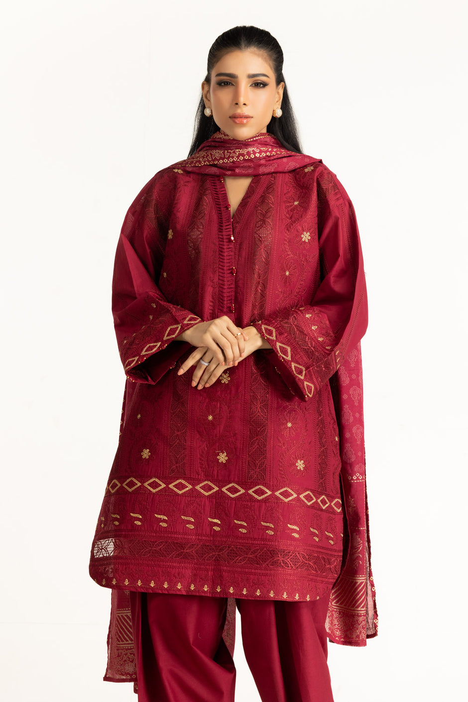 3PC Lawn Sequence Embroidered Suit