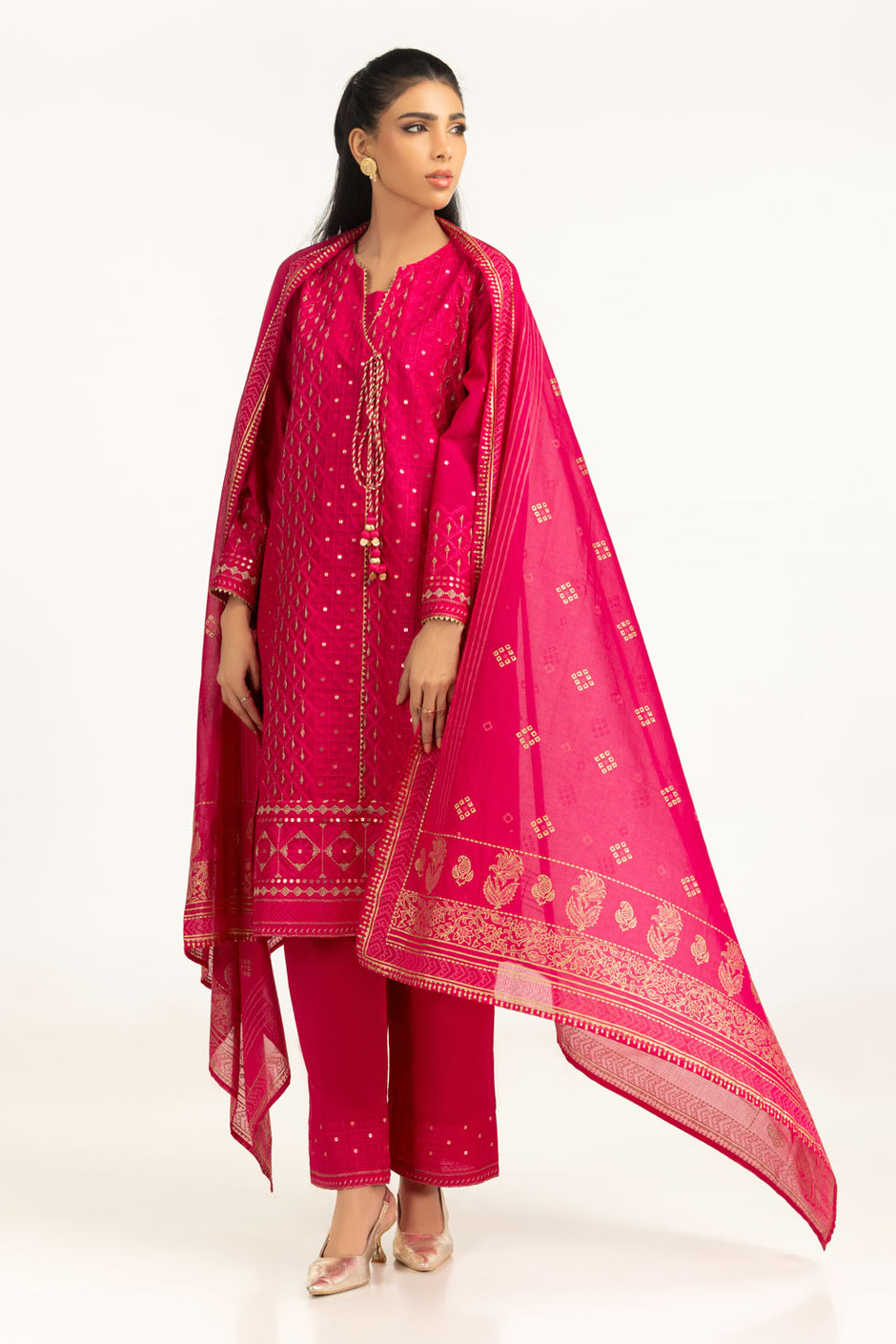 3PC Lawn Sequence Embroidered Suit