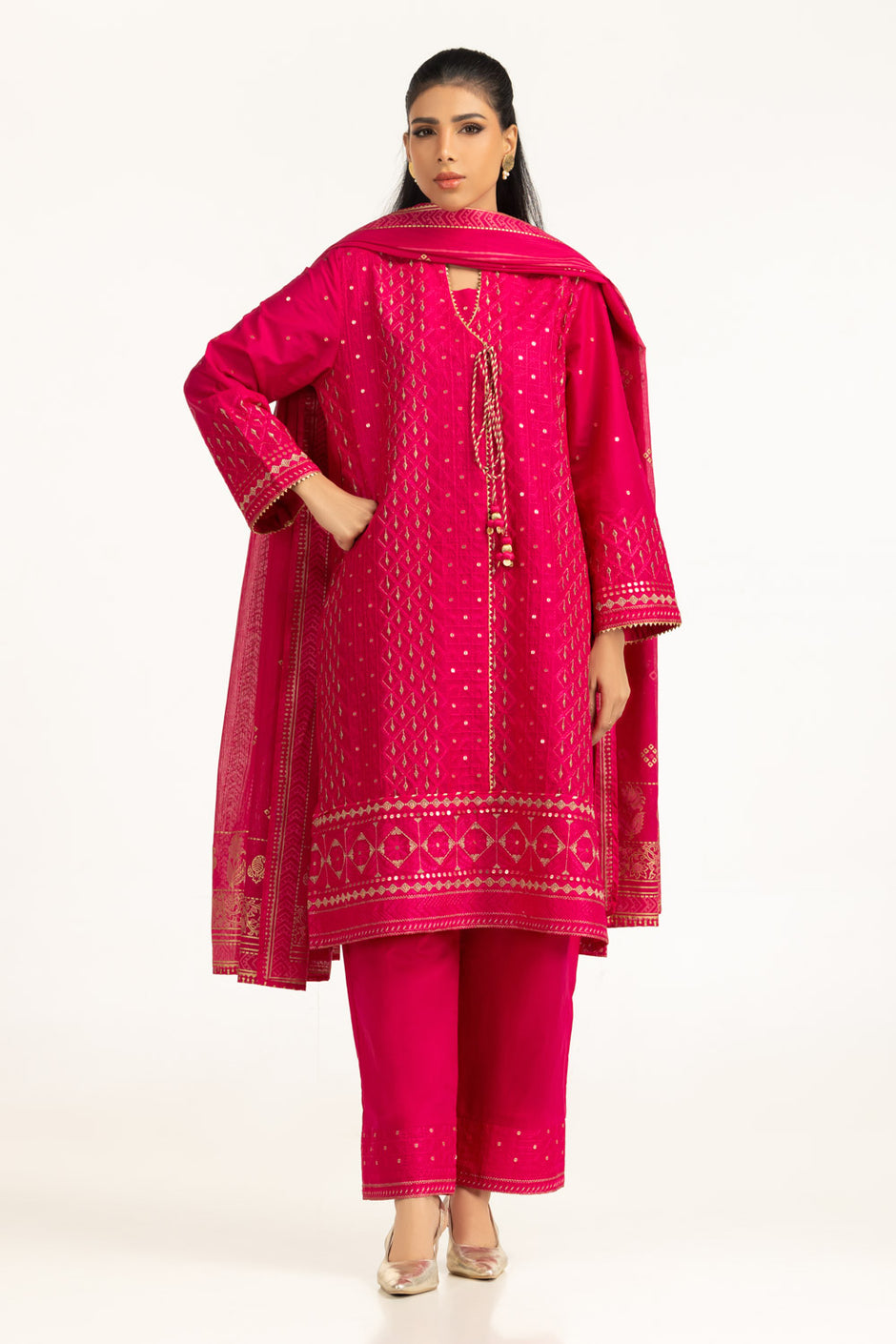 3PC Lawn Sequence Embroidered Suit