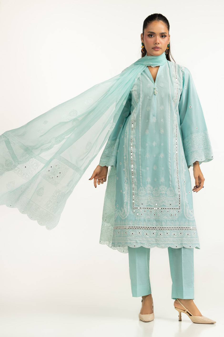 3PC Lawn Sequins Embroidered Suit