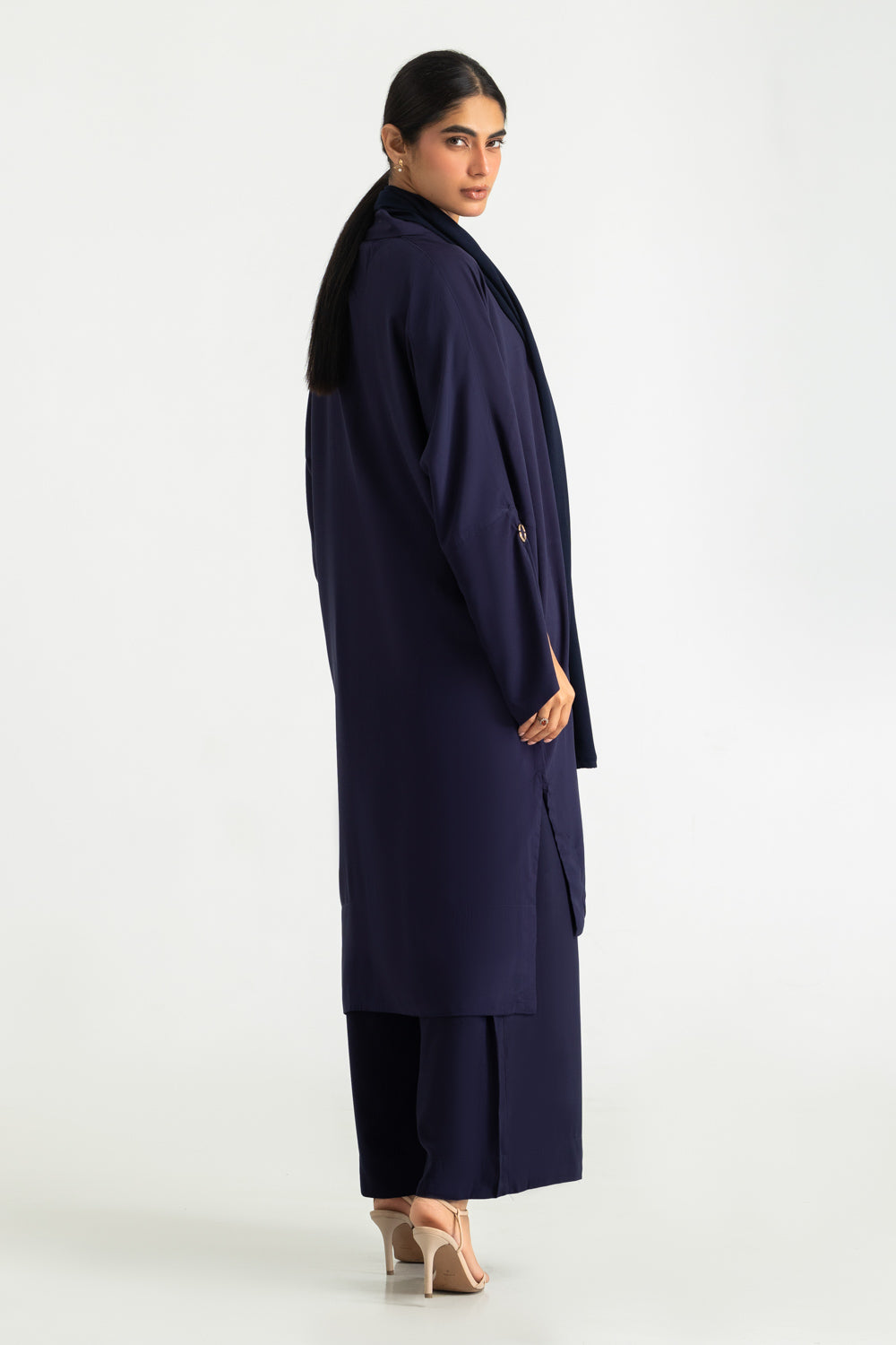 3PC Linen Dyed Suit With Scarf