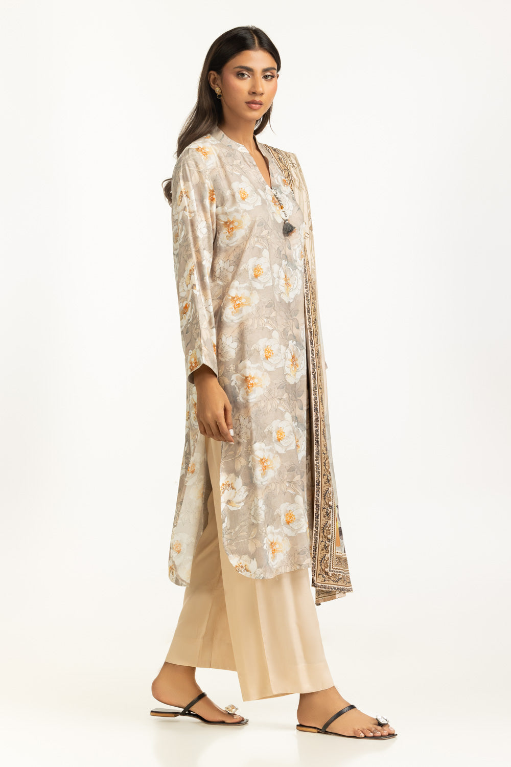 3PC Linen Printed Suit IUSTKSD-1129