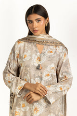 3PC Linen Printed Suit IUSTKSD-1129