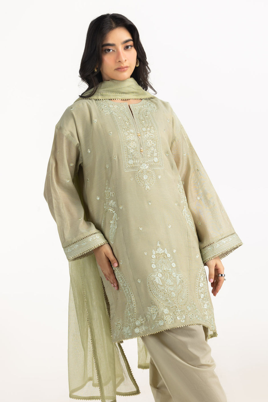 3PC Masoori Embroidered Suit