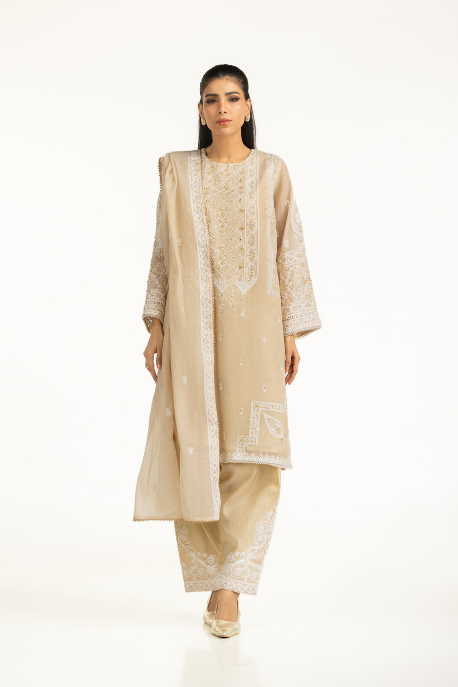 3PC Mehsuri Embroidered Suit