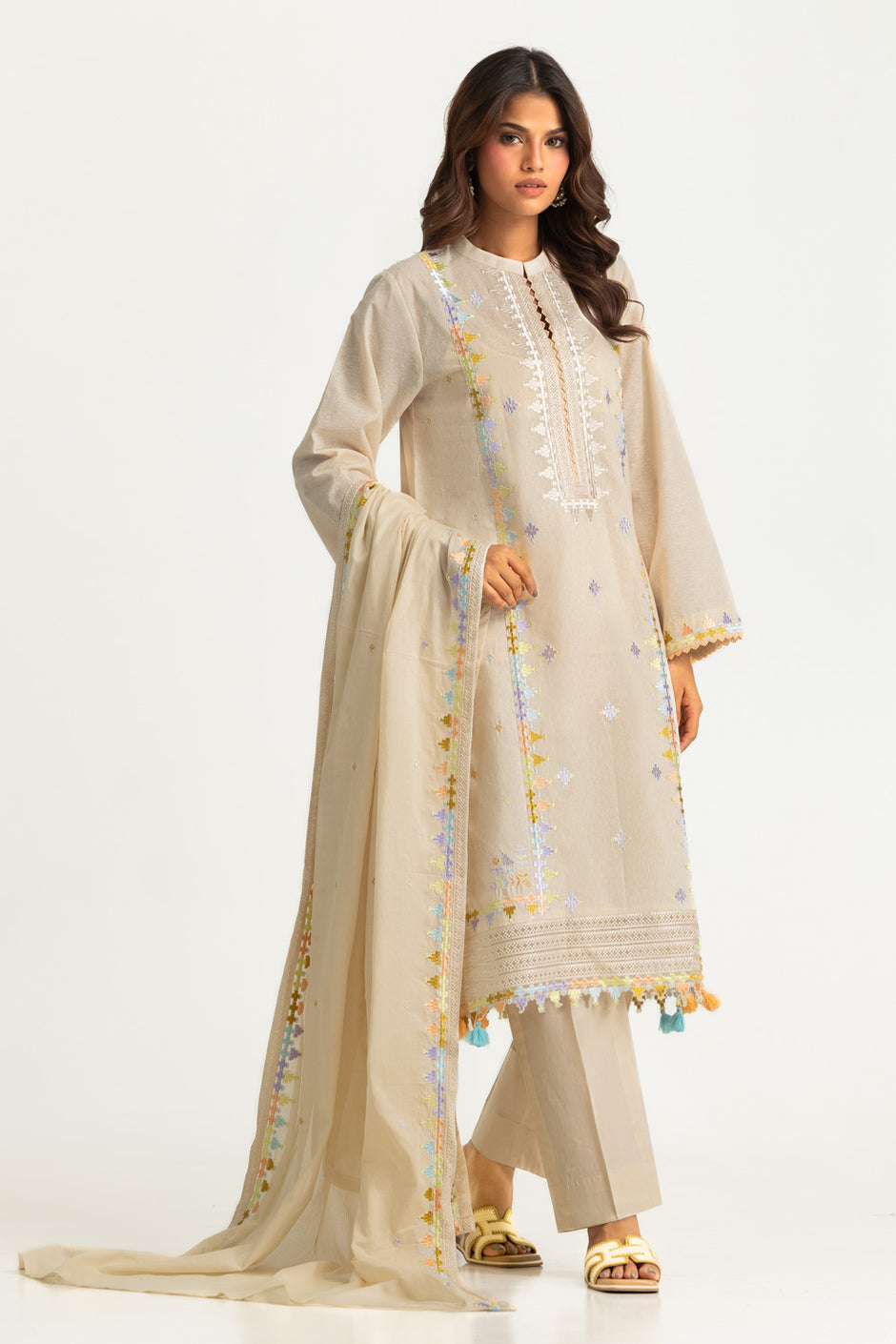3PC Nyco Embroidered Suit