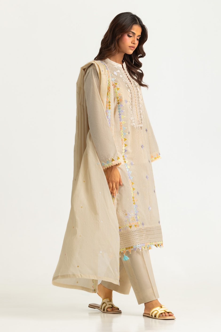 3PC Nyco Embroidered Suit