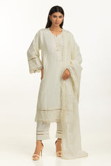 3PC Poly Cambric Printed Suit With Embroidered IPSTD-44749