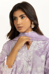 3PC Poly Cambric Printed Suit With Embroidered IPSTD-44751