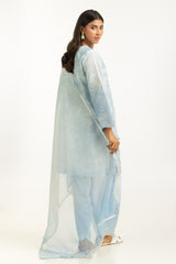 3PC Poly Slub Printed Suit With Embroidered IPSTD-44786