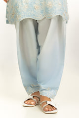 3PC Poly Slub Printed Suit With Embroidered IPSTD-44786