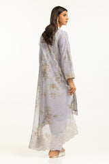 3PC Poly Slub Printed Suit With Embroidered IPSTD-44787