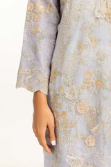 3PC Poly Slub Printed Suit With Embroidered IPSTD-44787