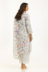 3PC Poly Slub Printed Suit With Embroidered IPSTD-44790