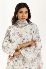 3PC Poly Slub Printed Suit With Embroidered IPSTD-44790