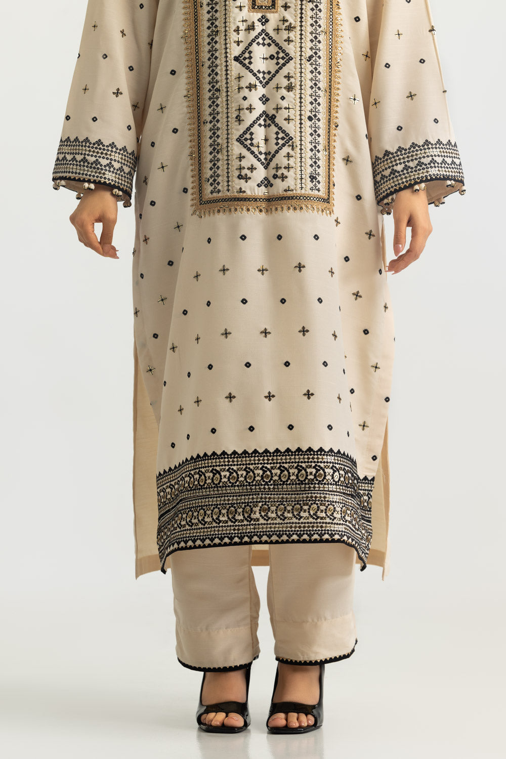 3PC Raw Silk Embroidered Suit