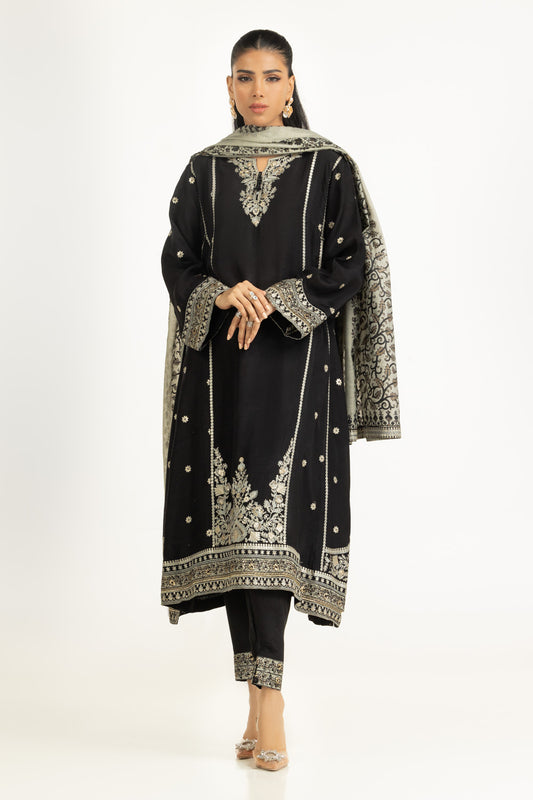 3PC Rawsilk Embroidered Suit IPSTD-45039