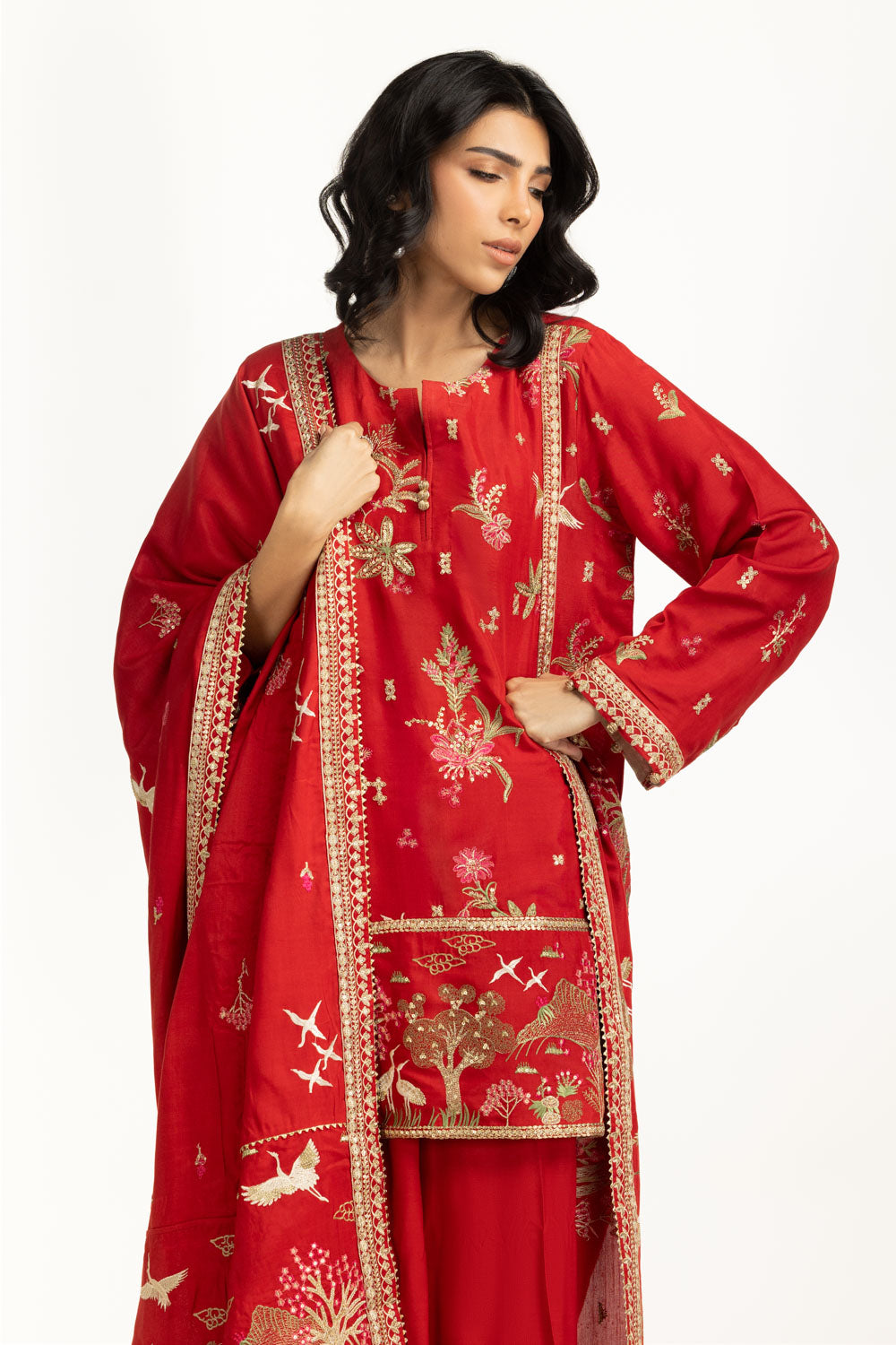 3PC Rawsilk Embroidered Suit IUSTKSD-1066