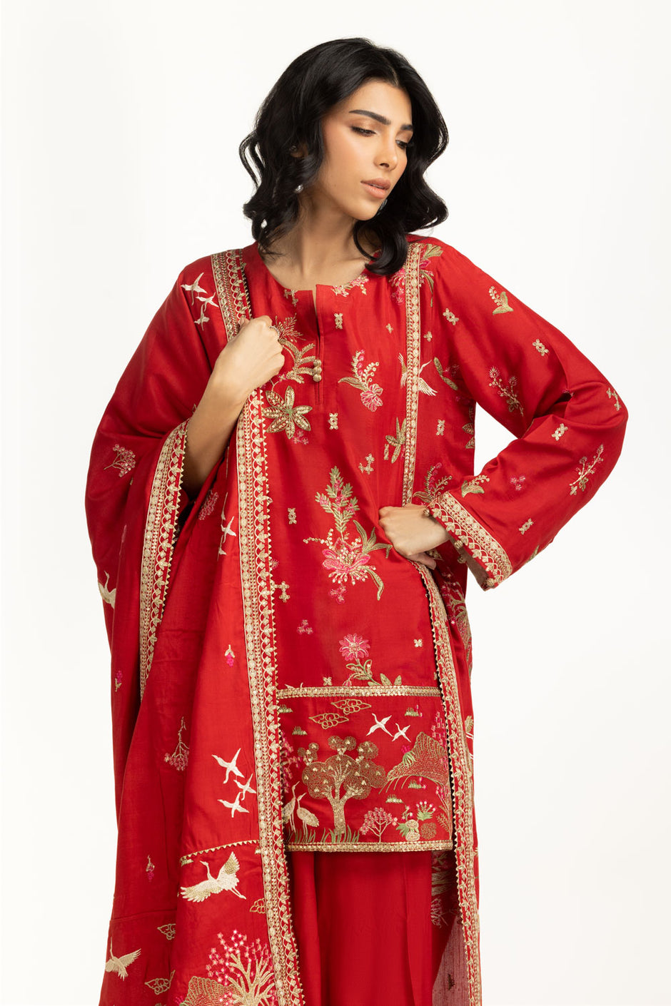 3PC Rawsilk Embroidered Suit