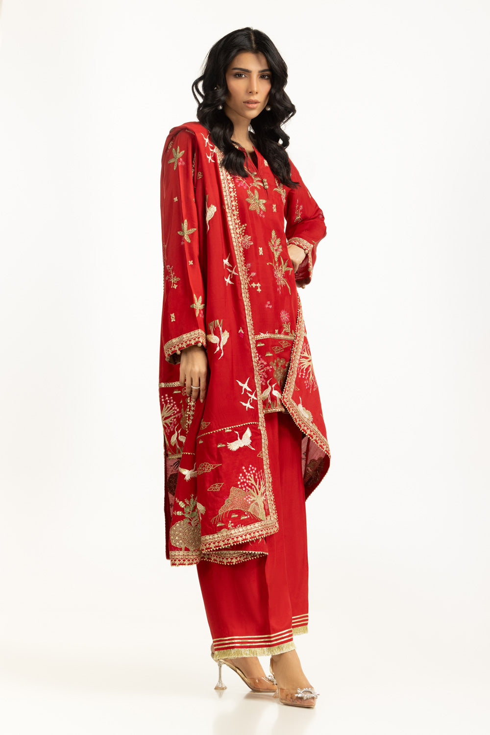 3PC Rawsilk Embroidered Suit IUSTKSD-1066