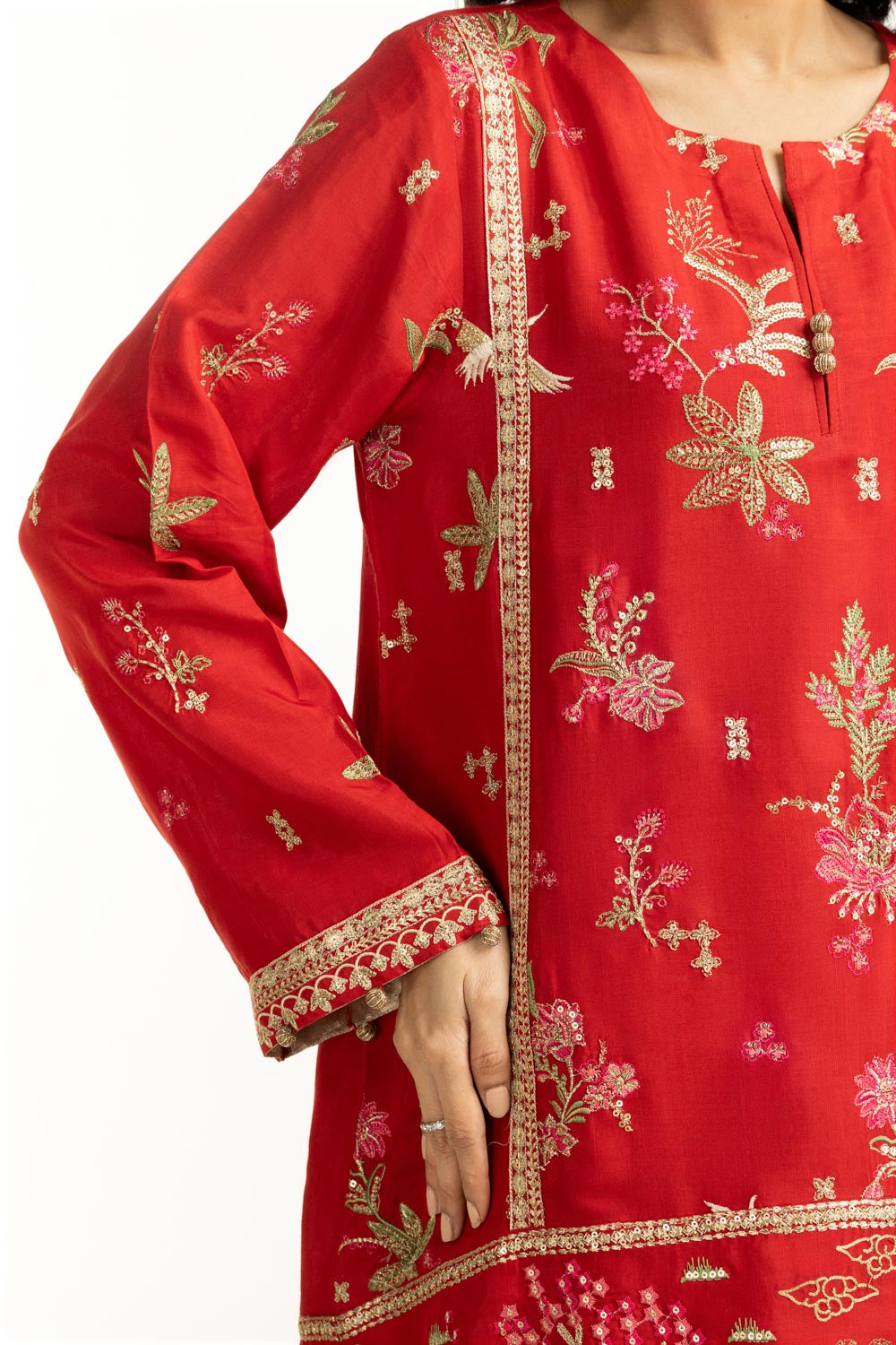 3PC Rawsilk Embroidered Suit IUSTKSD-1066