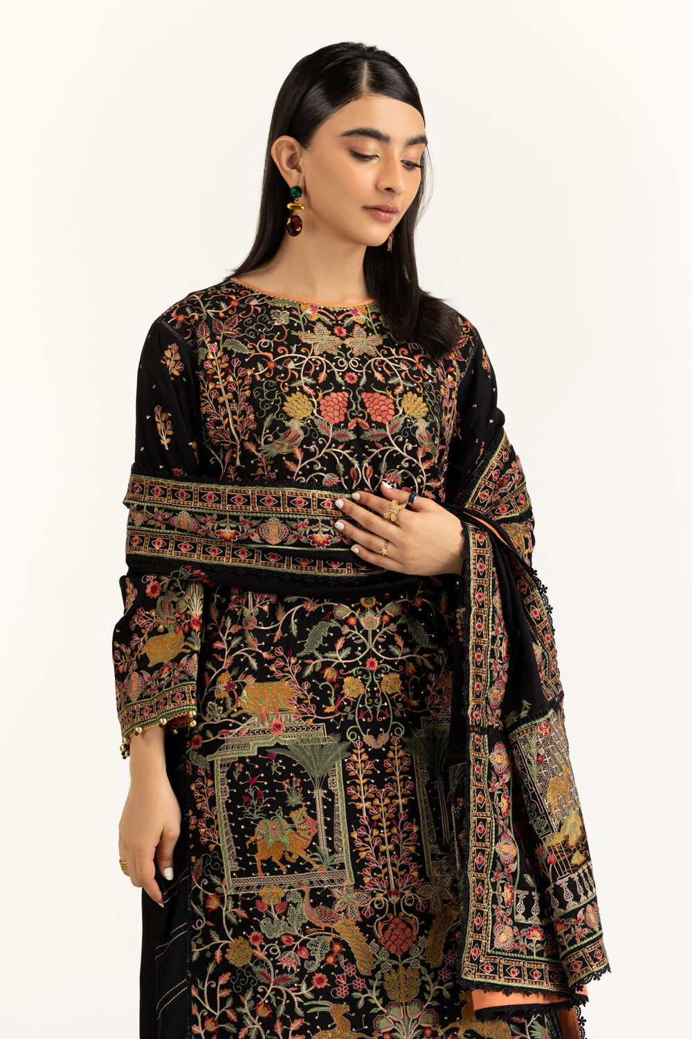3PC Rawsilk Embroidered Suit IUSTKSD-1072