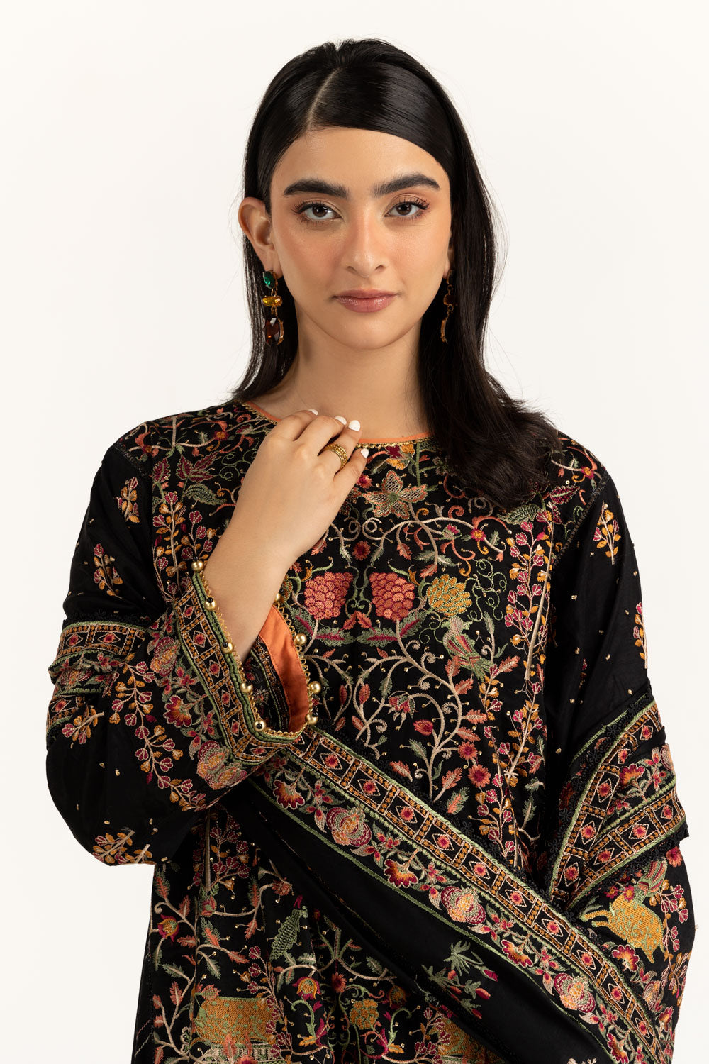 3PC Rawsilk Embroidered Suit IUSTKSD-1072