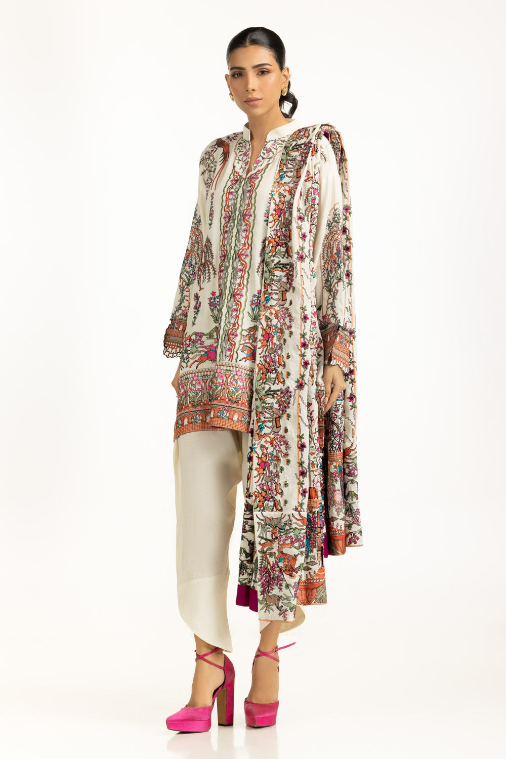 3PC Rawsilk Embroidered Suit IUSTKSD-1074