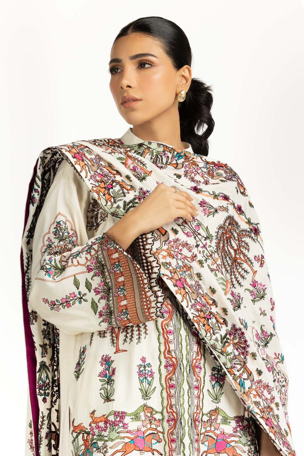 3PC Rawsilk Embroidered Suit IUSTKSD-1074