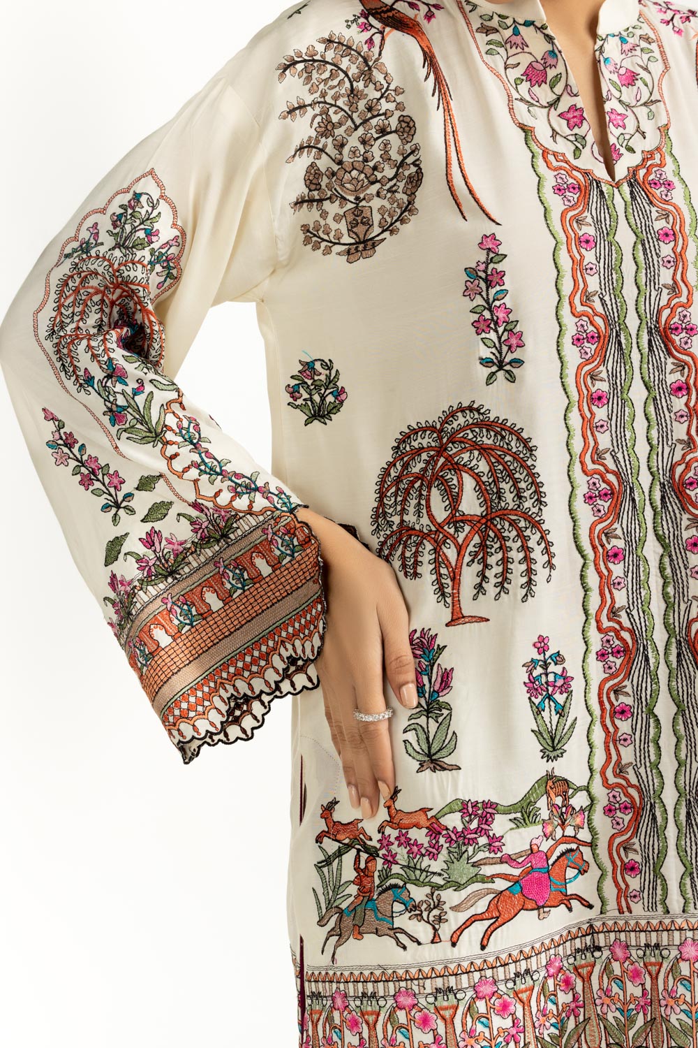 3PC Rawsilk Embroidered Suit IUSTKSD-1074