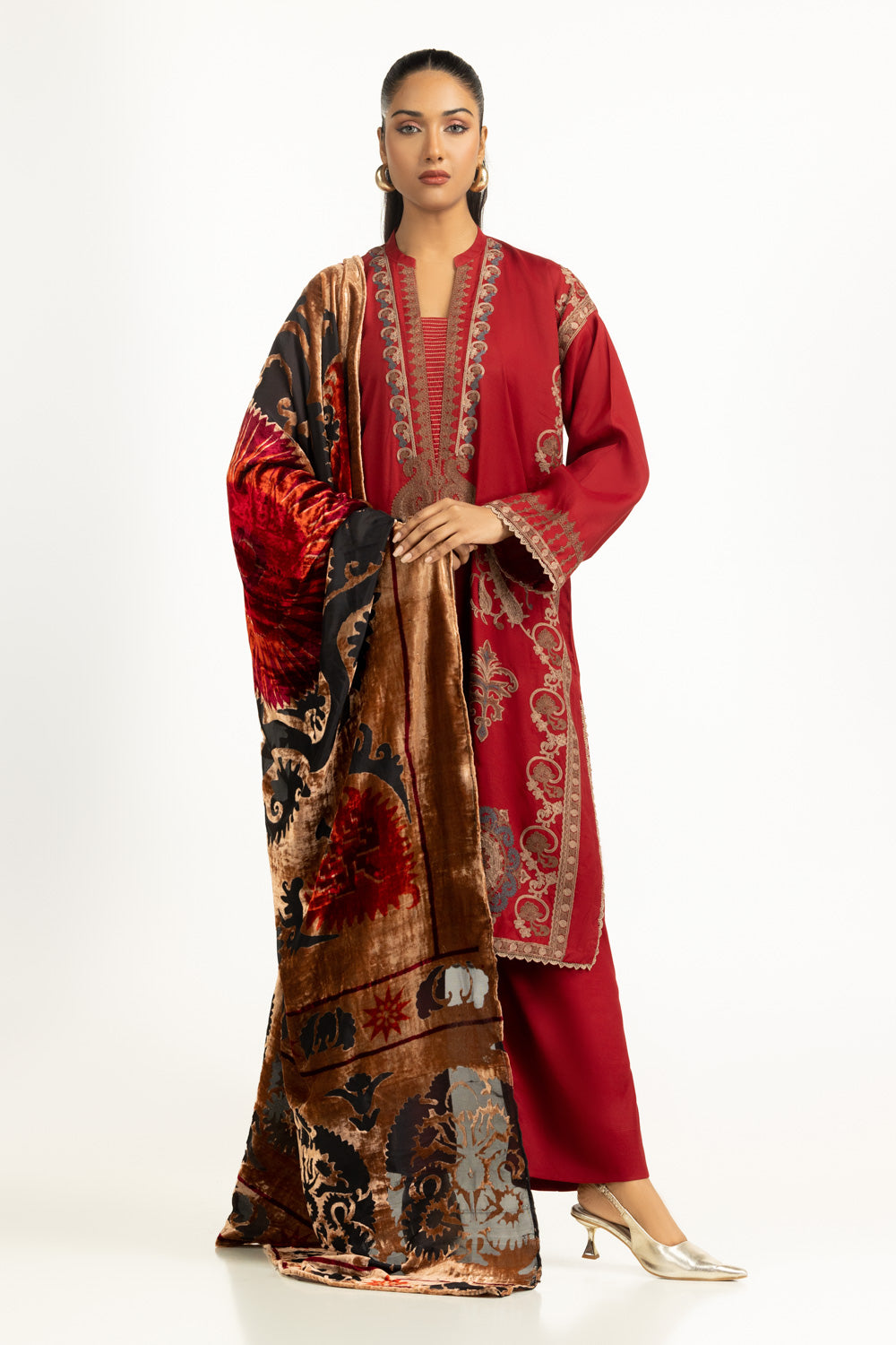 3PC Rawsilk Embroidered Suit IUSTKSD-1311