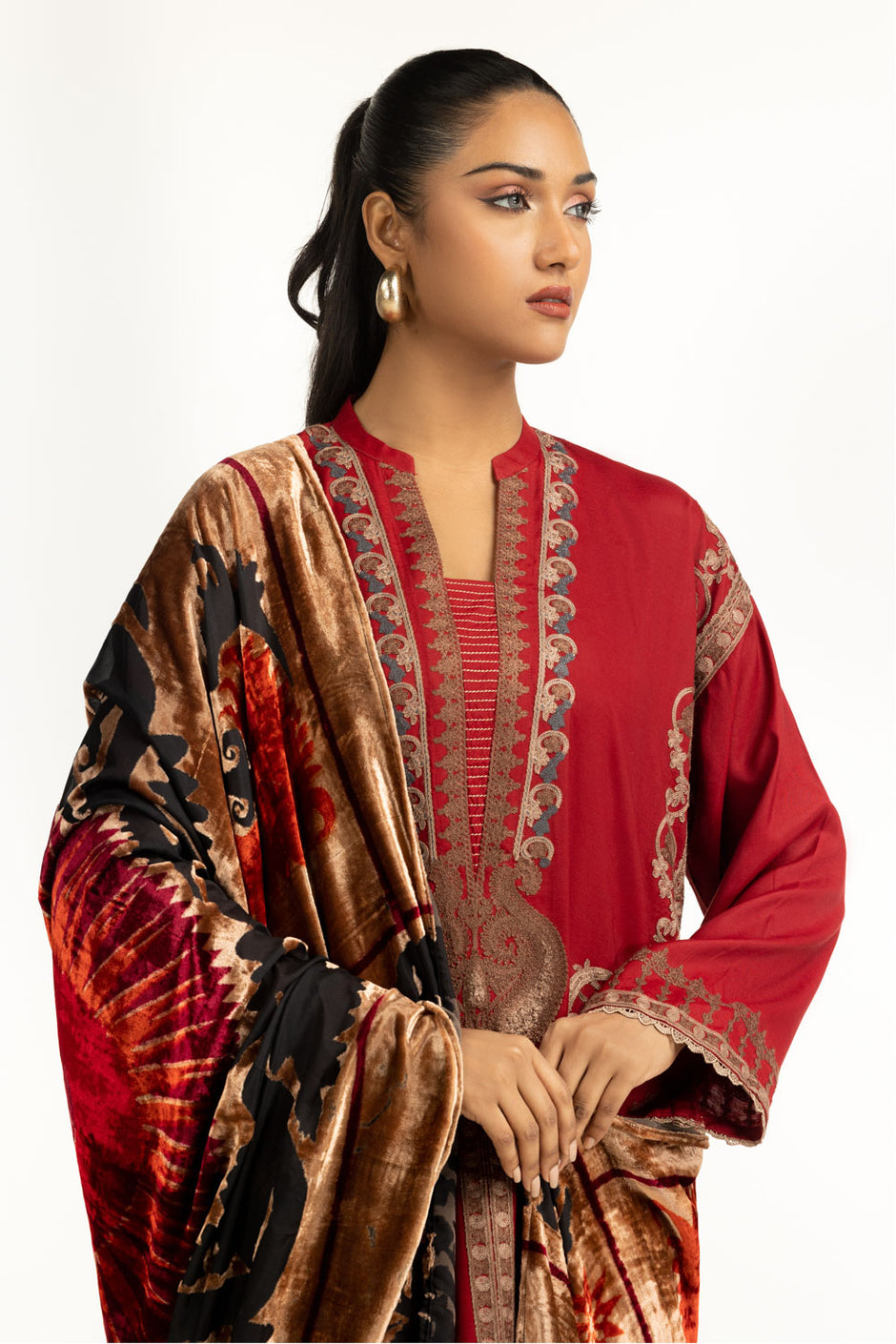 3PC Rawsilk Embroidered Suit