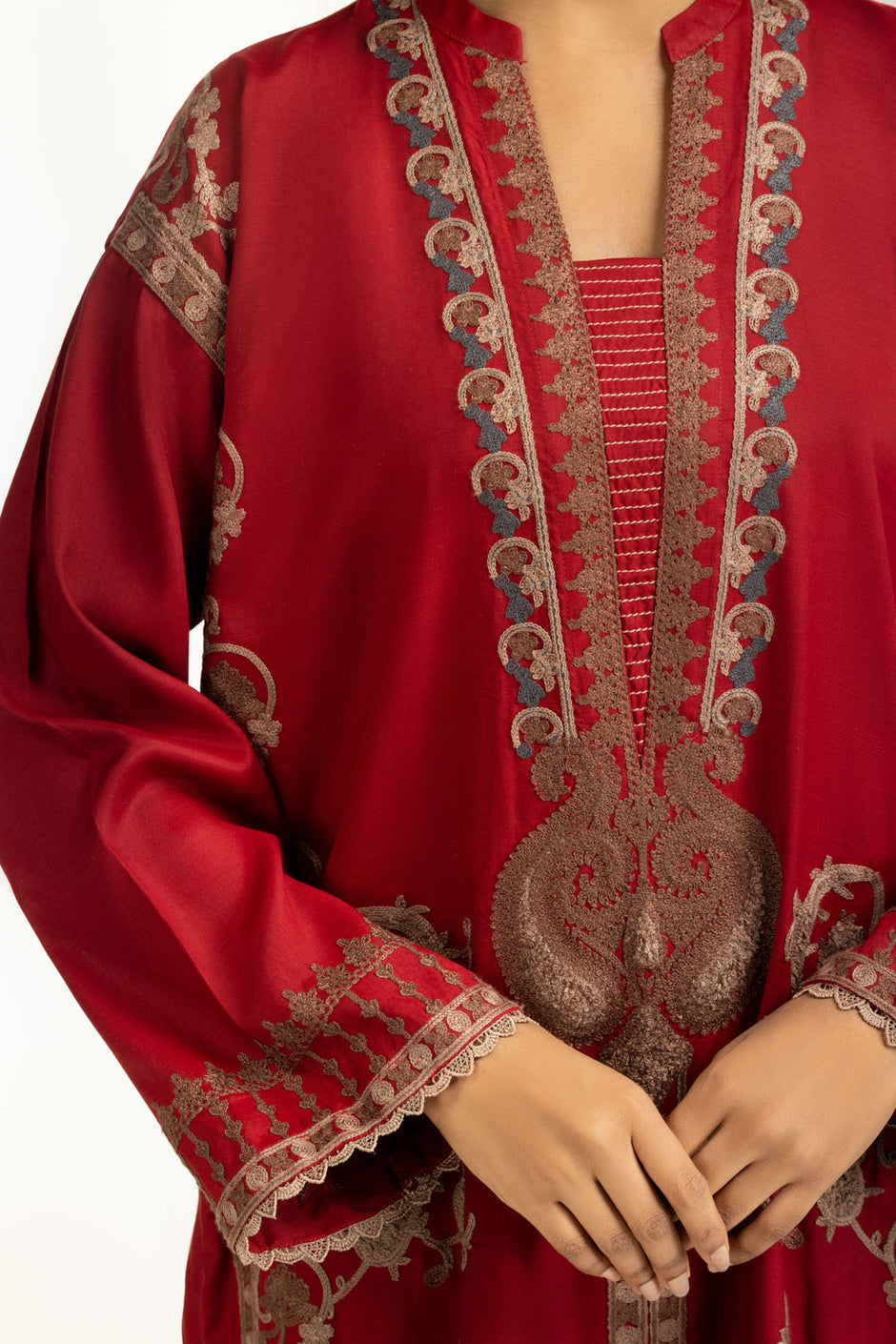 3PC Rawsilk Embroidered Suit