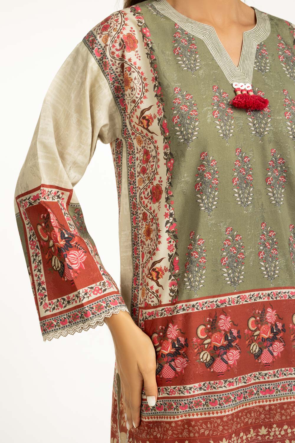 3PC Self Jacquard Printed Suit IUSTKSD-1169