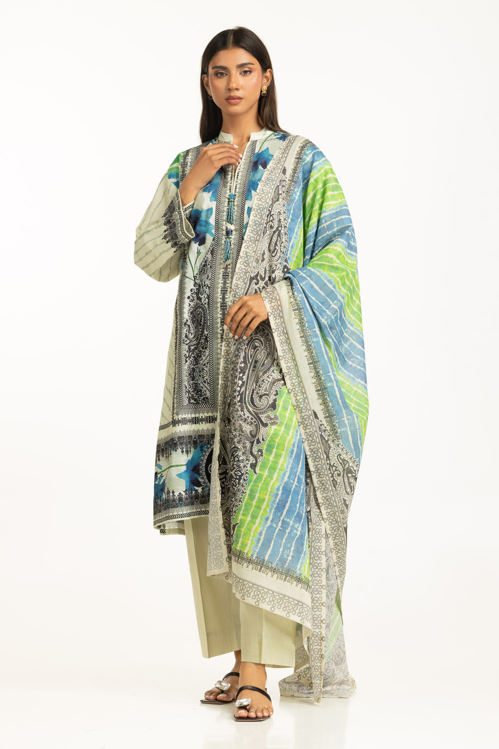 3PC Self Jacquard Printed Suit IUSTKSD-1170