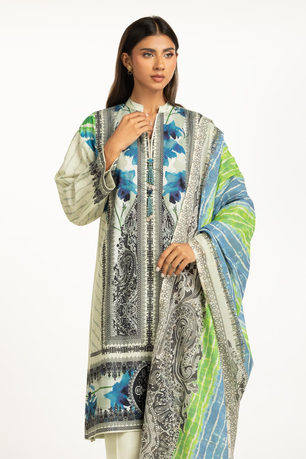 3PC Self Jacquard Printed Suit IUSTKSD-1170