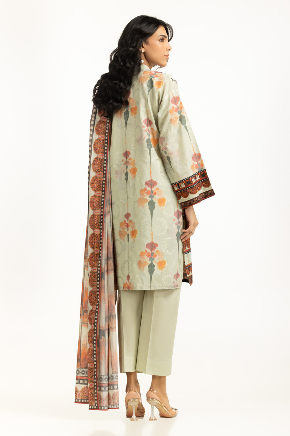 3PC Self Jacquard Printed Suit