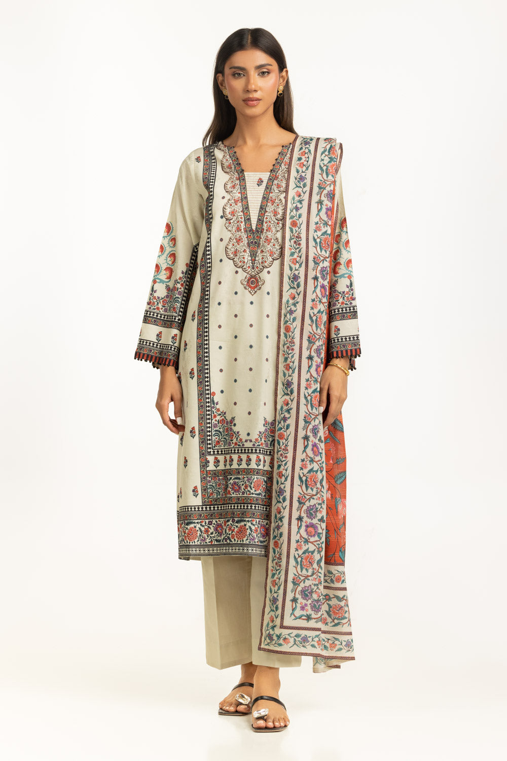 3PC Self Jacquard Printed Suit IUSTKSD-1176