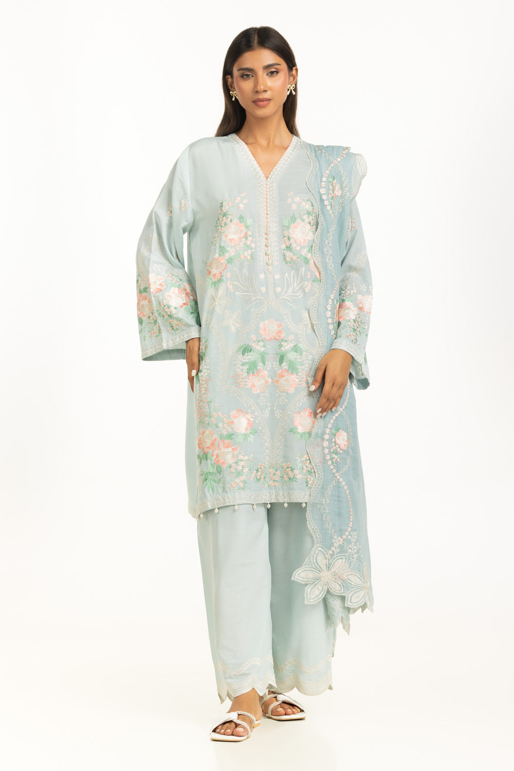 3PC Swiss Lawn Slub Embroidered Suit IPSTD-44738