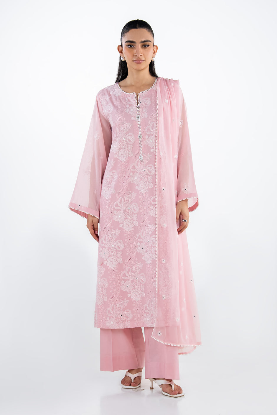 3PC Swiss Voile Embroidered Suit